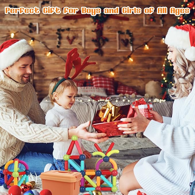 Magnetic Building Blocks Toy, Educational Magnetic Building Sticks, Toddler Toys, Magnet Toy Set, Montessori Toys for Boys Girls, Gift Set for Kid’s Early Educational Learning