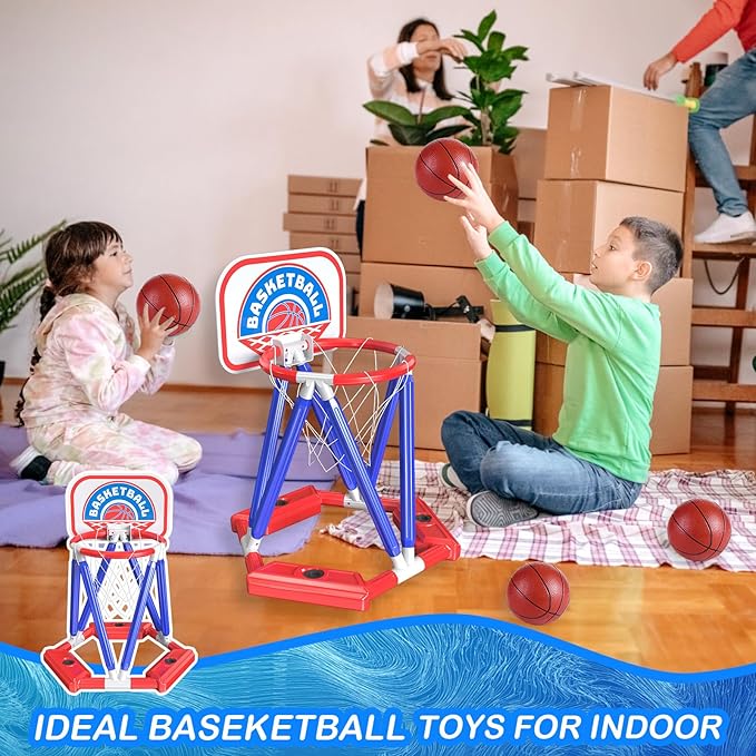 Swimming Basketball Hoop For Pool - Above Ground Floating Hoops with Backboard And 4 Balls,Summer Water Outdoor Indoor Games Set For Kids,Cool Family Play Fun Gifts Toy For Boys Girls Adults (Blue)