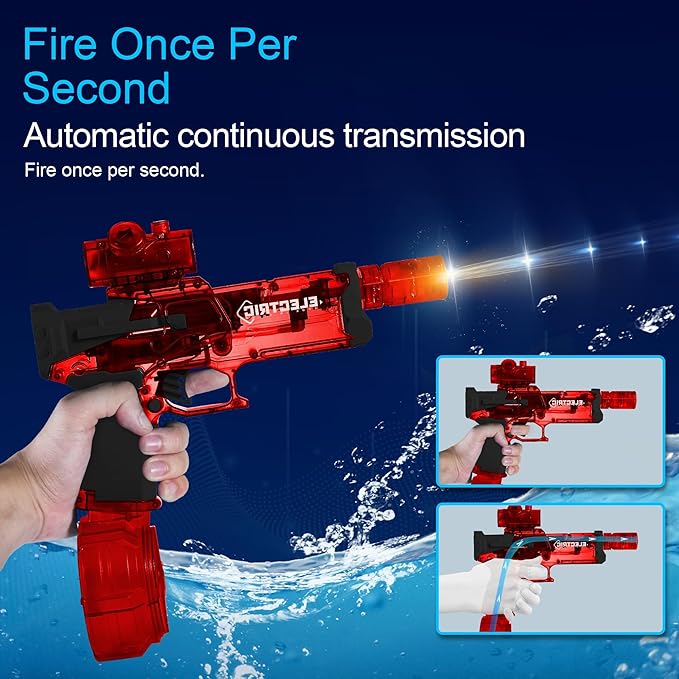 Electric Water Gun for Kids Ages 8-12-Automatic Water Gun-Super Soaker with Automatic High Power,Beach Toys for Summer Outdoor Fun,Perfect Pool and Water Guns Play (Red)