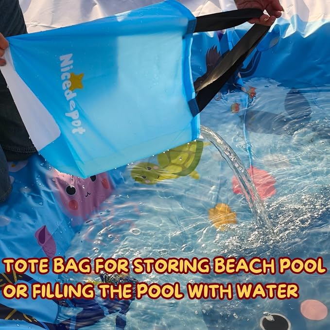 Waterproof Beach Baby Pool Kiddie Pool for Toddlers Beach Blanket Paddling Pool-Beach Toys for Infant Kids Boys and Girls
