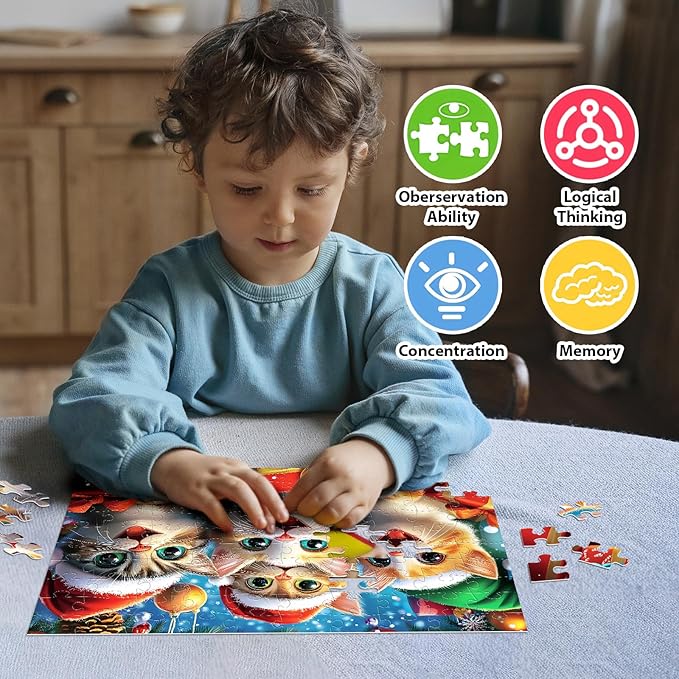 4 Packs Puzzles for Kids Ages 4-6 - Cute Animal Selfies, 100 Piece Puzzles for Kids Ages 6-8 8-10, Large Piece Puzzle for Seniors Adults, Educational Games Toys for 5 Year Old Boys and Girls