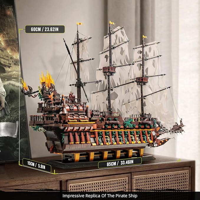 Mould King 13197 Pirate Ship Building Toy, MOC Flying Dutchman Model Ship Boat, Toy Building Sets for Adults, Halloween Decor Christmas Birthday Gifts for Teens Collections (4364 Pieces)