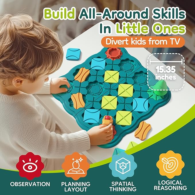 Kids Toys STEM Board Games - Logic Road Builder Brain Teasers Puzzles for 4 5 6 7 Year Old Boys Girls, Educational Montessori Birthday Gifts for Ages 4-8 Preschool Classroom Learning (28 PCS)
