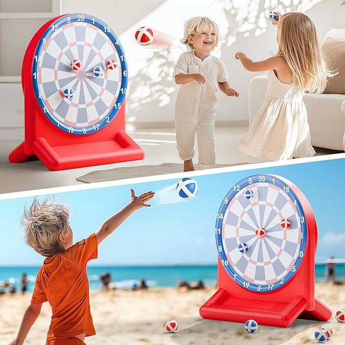 iPlay, iLearn Pool Wave Kids Fun Pool Toys, Inflatable Dart Board Water Games, Swimming Pool Floats, Beach Yard Outdoor Play, Cool Summer Party Gift for 6 7 8 9 10 12 Year Old Boy Girl Teen Adult-Red