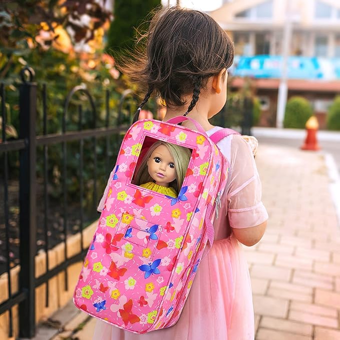 ZITA ELEMENT Quality 14.5 Inch Girl Doll Butterfly Design Carrier Case Travel Bag for 14-14.5 Inch Doll Accessories