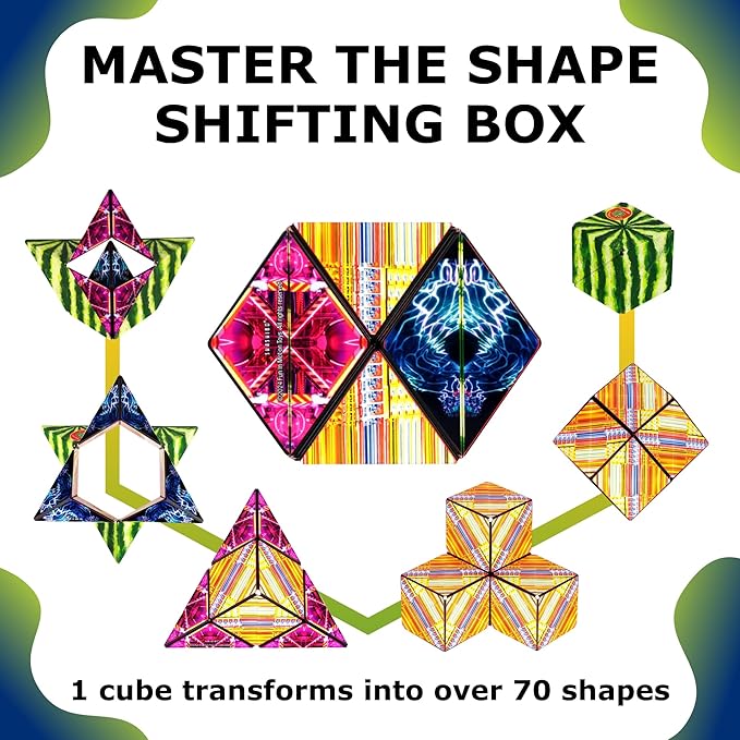 SHASHIBO Meow Wolf Shape Shifting Box - STEM Magnetic Fidget Cube That Transforms Into Over 70 Shapes, Download Fun in Motion Toys Mobile App (Hyper Melon)