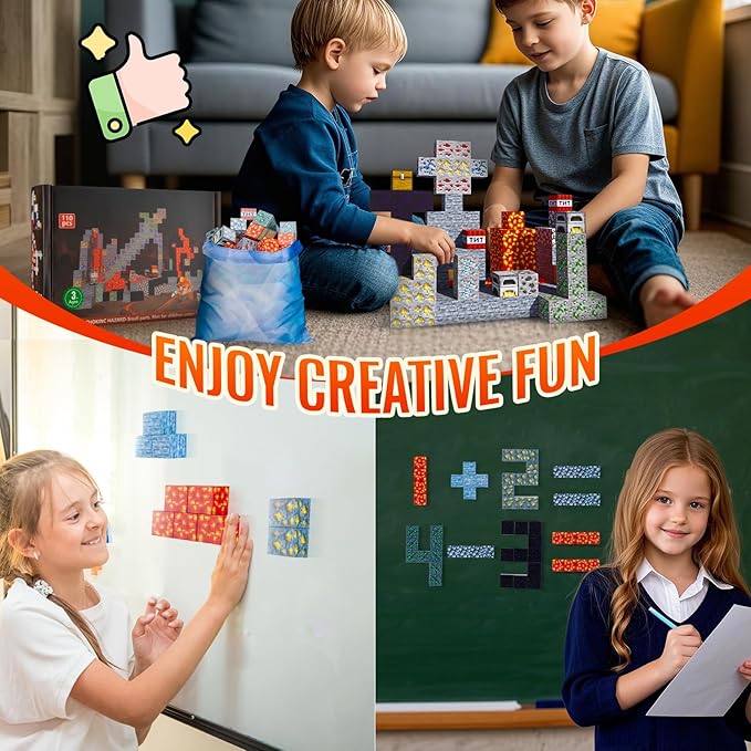 Magnetic Blocks-110pcs Build Mine Magic Magnet 3D Craft World Set,Magnetic Blocks Le Building go Toys for Kids,STEM Sensory Toys for Toddlers Birthday Gifts,Constructions Toys for Boys & Girls Age 3+