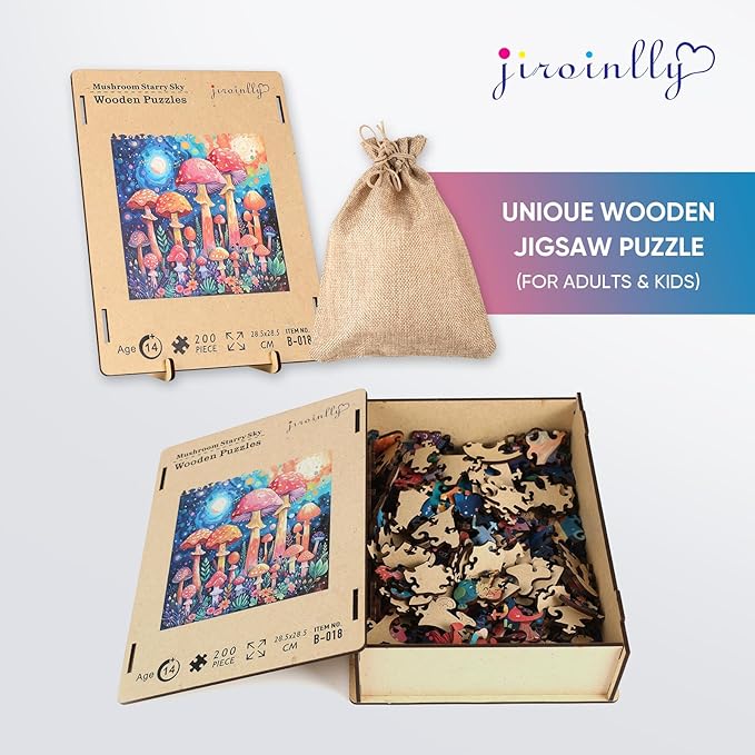 Wooden Puzzles for Adults, 500 Pieces Mushroom Wooden Jigsaw Puzzles for Adult and Kids, Wooden Puzzle Adults Creative Christmas Toy Gifts for Friends Family