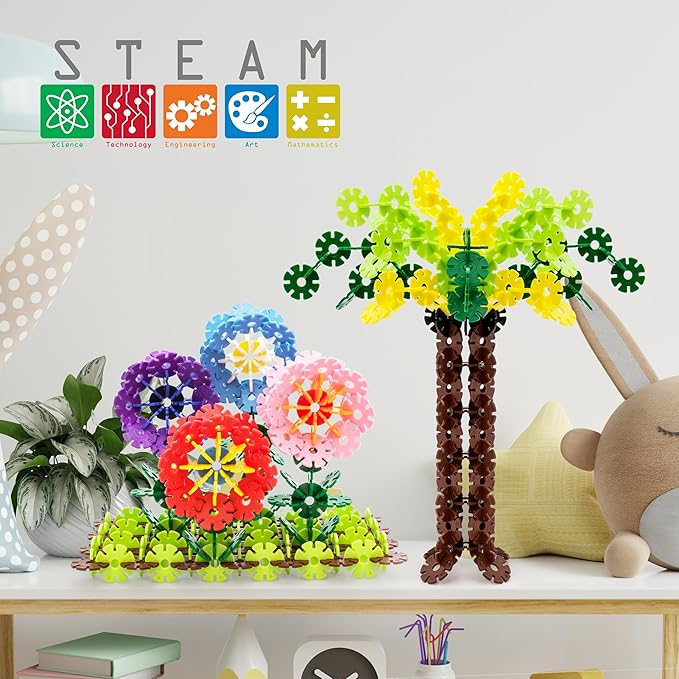 PicassoTiles Construction Building Chips Block 300 Piece Set Interlocking Plastic Disc STEM Learning Toy Creative Education Child Brain Development Play for Toddler Kids Boys Girls Ages 3 & Up PTF300