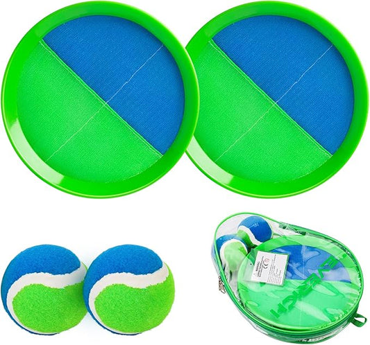 EVERICH TOY Upgraded Toss and Catch Ball Game Set - Indoor and Outdoor Games for Kids 3-12, Beach Sand Pool Water Toy Includes 2 Paddles 2 Sticky Balls, Great Birthday Gifts for Boys Girls
