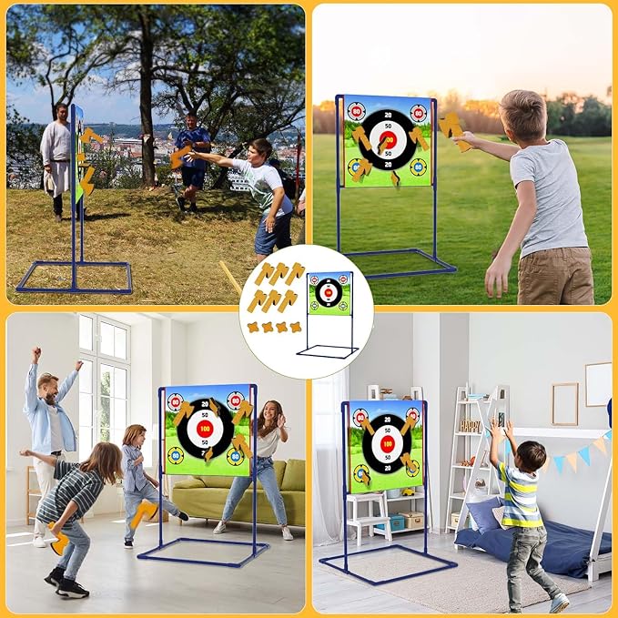 VATOS Axe Throwing Game Set Axe and Star Throwing Target Fun Backyard Indoor Outdoor Sport Party Play Game Toys for Kids Adults Birthday Gifts for 3 4 5 6 7 8 9 10 11 12 Year Old Boys Girls