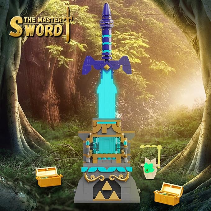 BOTW The Master Sword Glowing Building Block Set,Compatible with Lego Link’s Sword Toy Set for Adults Boy Fans Kids Ages 6-12 Year Old(498PCS)