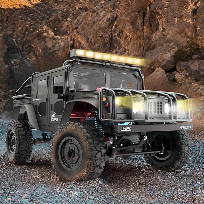 1:12 Scale All-Terrain Remote Control Car, 4WD RC Cars with 2.4 GHz, RC Climbing Truck, IPX4 Waterproof Off-Road Vehicle with Two Rechargeable Batteries, for Kids Teens Adults