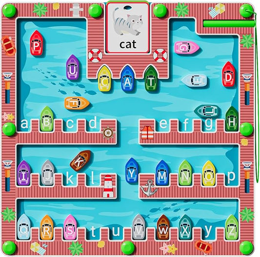 Magnetic Alphabet Maze,Montessori Magnetic Maze Board,Alphabet Puzzle Toddler Toys for Ages 2-4,Toddler Preschool Learning Toys