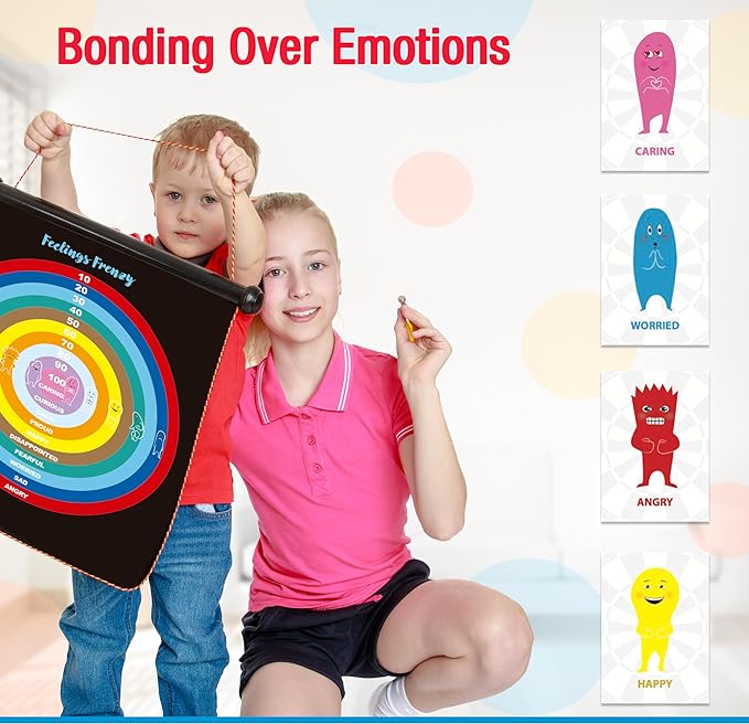 Vibes: Anger Management Toys | Therapy Games for Teens | 2-in-1 Feelings Dart Board for Kids and Families, Therapists, Teachers | Ideal for Play Therapy toys, Emotional Intelligence, and Social Skills