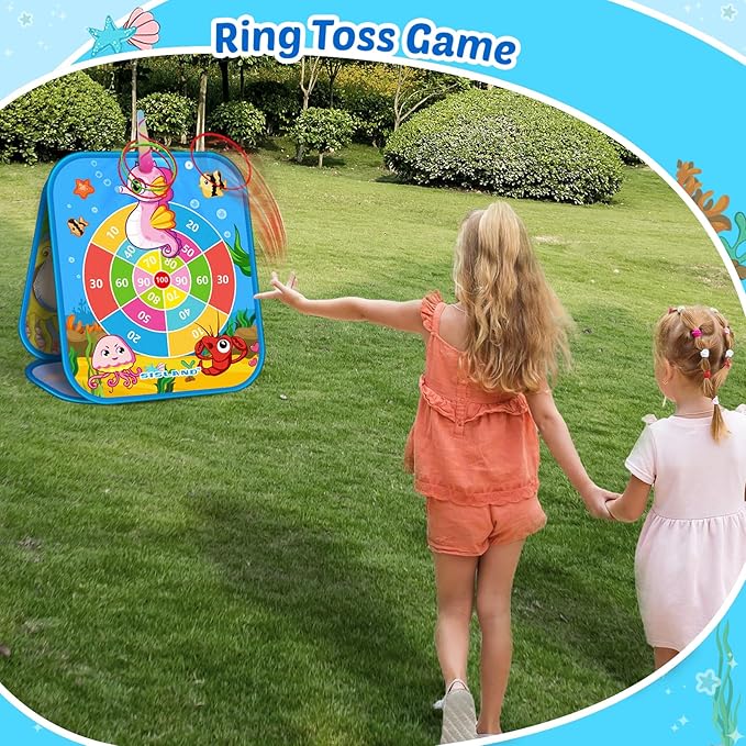 5-in-1 Bean Bag Toss Game for Kids, Animal Corn Hole Outdoor Toy for Toddler, Outside Yard Party Lawn Backyard Games Birthday Gift for Boy Girl Age 3 4 5 6 7 8