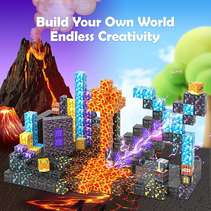 Magnetic Blocks - Build Mine Magnet World Magic Sword Portal Set, Building Toys Magnetic Tiles for Kids 3+, Classroom Must Haves Sensory Toddlers Toys Kids Games Gift for Boys & Girls 3-5 5-7