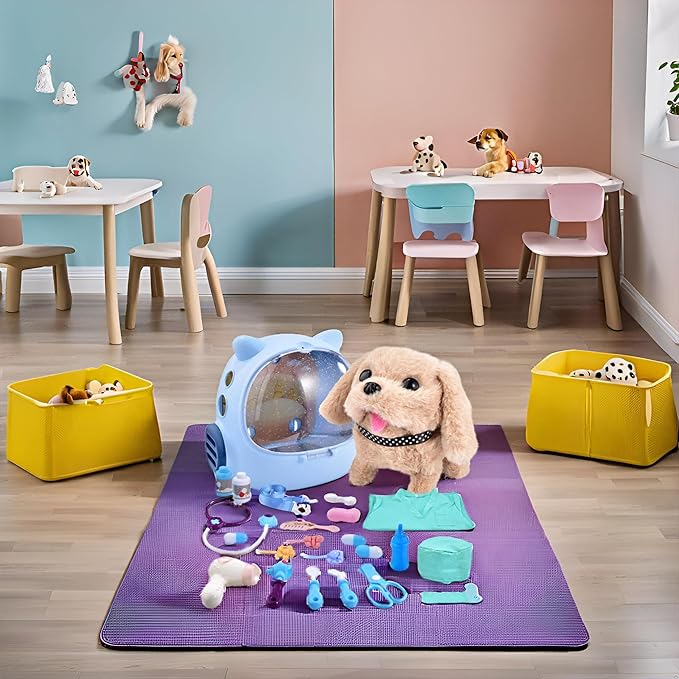 25Pcs Doctor Kit for Toddlers 1-3-5 Doctors Play Set Toddler DR Toys Set Walking Barking Dog Toys for Kids Veterinarian Playset Kids Puppy Pet Vet Kit 3 4 5 Year Old Girl Birthday Gift Toys