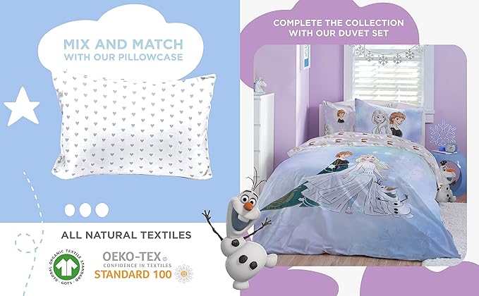 Saturday Park Disney Frozen Watercolor Queen Sheet Set - 4 Piece 100% Organic Cotton Sheets Featues Elsa & Anna - GOTS & Oeko-TEX Certified (Disney Official)