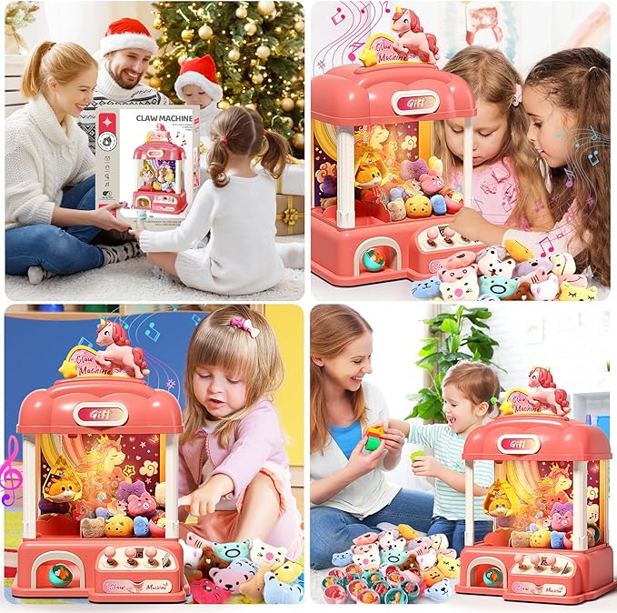 60 PCS Large Unicorn Kids Claw Machine, Vending Claw Machine with Lights Sound, Candy and Prize Electronic Dispenser Game Toys for Kids, Claw Machine Toys for 3 4 5 6 7 8 Years Old Girls
