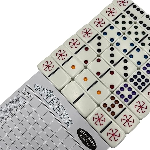 Front Porch Classics, Spinner Domino Game Set in Collectible Wooden Case from Front Porch Classics for 2 to 8 Players Ages 8 and Up