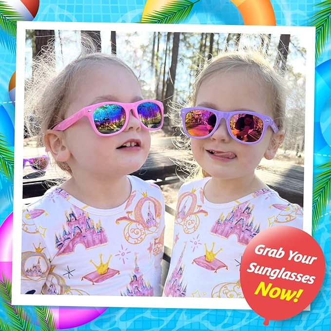 GINMIC Kids sunglasses bulk, Kids Sunglasses Party Favor, 24Pack Neon Sunglasses with UV400 Protection for Kids, Boys and Girls Age 3-8, Goody Bag Favors, Great Gift for Pool, Birthday Party Supplies