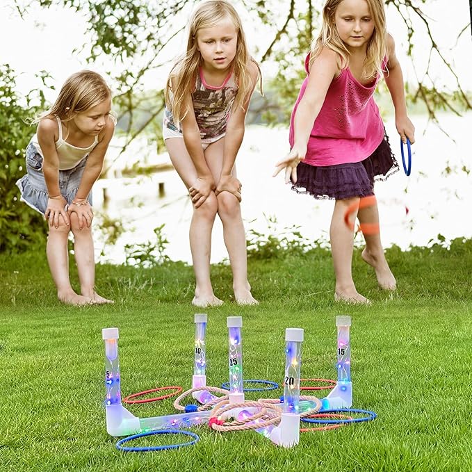 MOLACHI Ring Toss Games for Adults and Kids,Yard Games,Outdoor Indoor Games with LDE Light,Easy to Set Up w/Compact Carry - Backyard Toys,Christmas Party Toss Game for The Whole Family