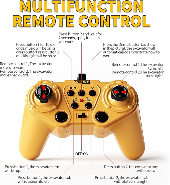 Remote Control Excavator, 12 Channel RC Excavator Construction Toys for Boy with Light&Sounds&Shovel, 680-degree Turn RC Digger Christmas Birthday Gifts for Boys Girls Kids Age 6 7 8-12 Year Old