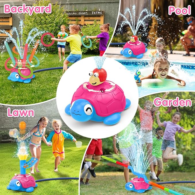 4-in-1 Turtle Water Sprinkler for Kids Summer Toys, Outdoor Toys for Toddlers, Kids Sprinkler Water Toys, Backyard Games for Summer Fun, Backyard Games Splash Water Toys Gifts for Boys Girls Dogs