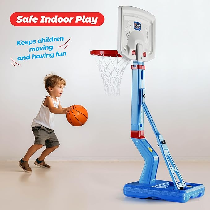Play22 Toddler Basketball Hoop Indoor for Kids - Height Adjustable Baby Basketball Hoop Set, 4 Balls & Pump, Boys & Girls Toddler Outdoor Toys for Ages 3-5, Outside Toys for Toddlers