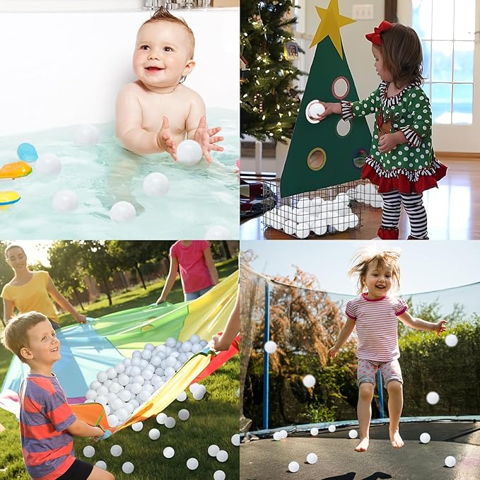 Ball Pit Balls 100 Phthalate Free BPA Free Crush Proof 2.16 Inches Plastic Balls for Ball Pit Ideal Gift for Toddlers Babies Kids Pool Water Toys Play Tent, White