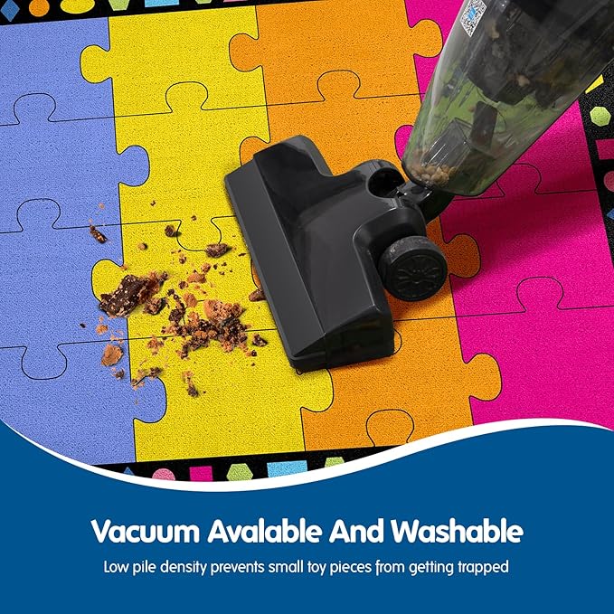 Booooom Jackson Classroom Rug Boom Puzzle Colorful Classroom Carpet 6'5"x8'5" 16 Seats for Playroom Homeschool Special Class Preschool Playroom Game Room Library Reading Circle Time Rubber