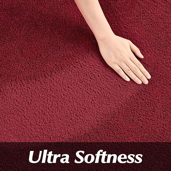FlyDOIT Round Area Rugs for Bedroom Living Room, 6x6 Rose Red Super Soft Comfy Thickened Memory-Foam Indoor Circle Carpets, Modern Aesthetic Minimalist Carpet for Boys Girls Adults Nursery Home Décor