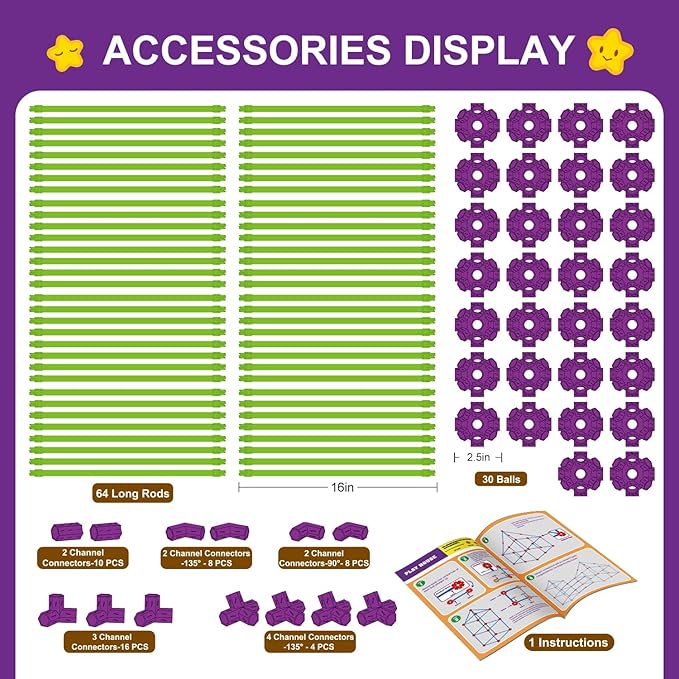 Fort Building Kit for Kids,STEM Construction Toys, Educational Gift for 3 4 5 6 7 8 9 10 11 12 Years Old Boys and Girls,Ultimate Creative Set for Indoor & Outdoors Activity,140 Pcs,Purple