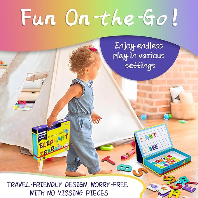 Magnetic Puzzles for Kids Ages 4-8 - 76 PC Educational Alphabet & Animal Magnetic Book, Dress-Up Toddler Learning Activities, Travel-Friendly STEM Toy, Fun Jigsaw Fridge Magnets for Toddlers 1-3 3-12