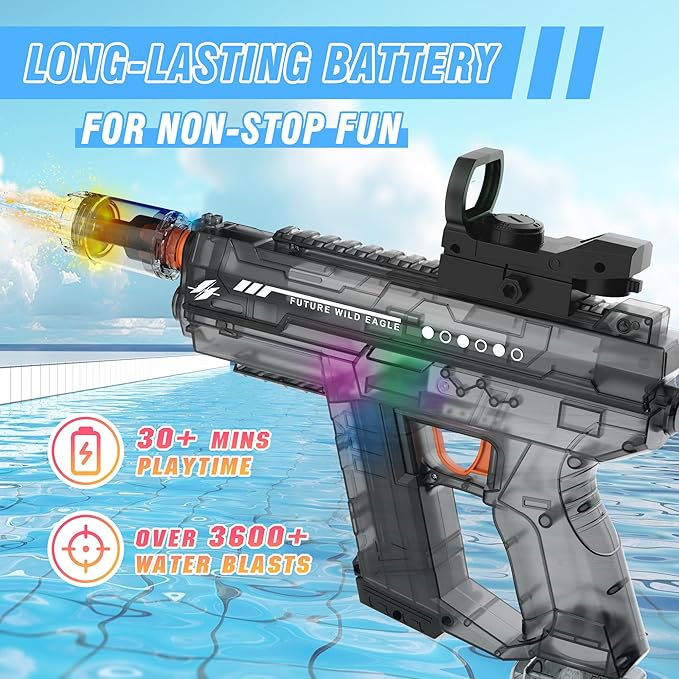 Electric Water Guns for Adults & Kids,Realistic Automatic Water Gun with 26-32 FT Long Range,800ml Large Water Tank,Splash-Resistant Design,Summer Outdoor Pool Beach Toy for Backyard Games(Black)