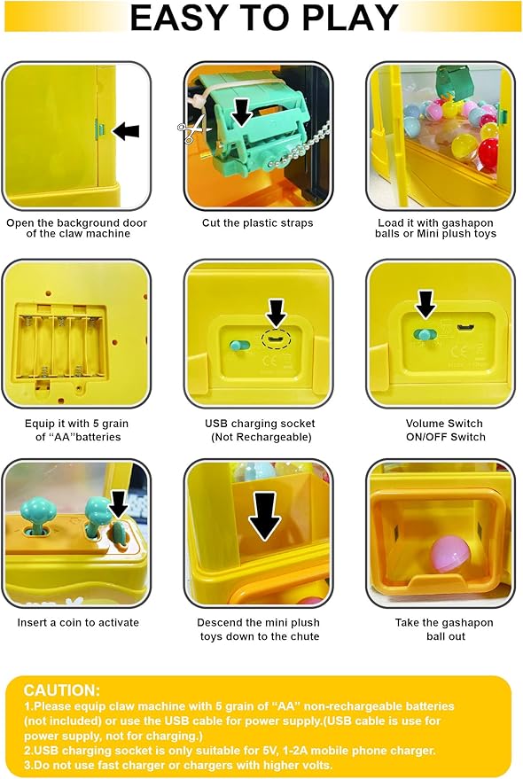 Large Claw Machine for Kids Adults with Prizes, Adjustable Sound & Light, Candy Crane Vending Machine for Girls Boys, Mini Electronic Arcade Game Dispenser Toy for Party Birthday Gifts - Duck