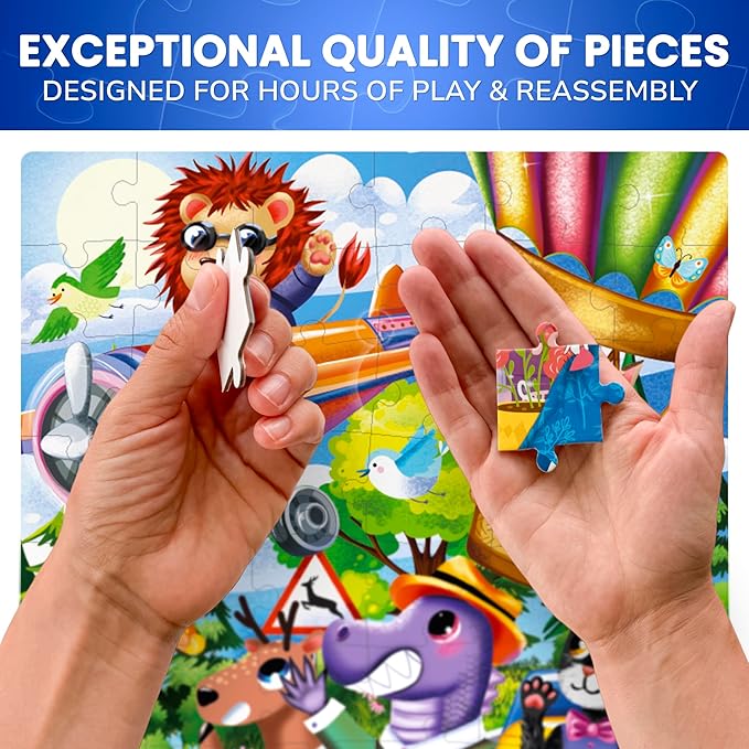 QUOKKA Puzzles for Kids Ages 4-6 - Set of 4x60 Jigsaw Puzzles for Toddlers 3-5 - Zoo, Dogs, Animals Toys for Children 6-8 yo - Gift Educational Game for Boys & Girls