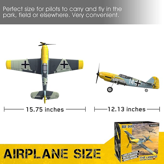 VOLANTEXRC RC Plane for Beginners, 4CH WWII RC Airplane BF-109 with Aileron, 2.4Ghz Remote Control Plane with Xpilot Self Righting&One Key Aerobatic, Gifts for Adults (761-11 RTF)