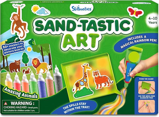 Skillmatics Sand Art Activity - Animals, Create & Stick 50+ Colorful Stickers, Creative Craft Kits & Supplies for Kids, Gifts for Girls & Boys Ages 4, 5, 6, 7, 8, 9, 10