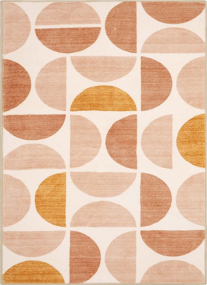 Lahome Boho Rug for Living Room - 4x6ft Multi, Soft, Ultra-Thin, Modern, Washable, Distressed, Non-Shedding Dining Room Rug for Kids, Nursery, Office