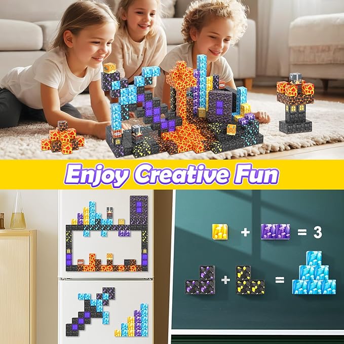 Magnetic Blocks - Build Mine Magnet World Magic Sword Portal Set, Building Toys Magnetic Tiles for Kids 3+, Classroom Must Haves Sensory Toddlers Toys Kids Games Gift for Boys & Girls 3-5 5-7
