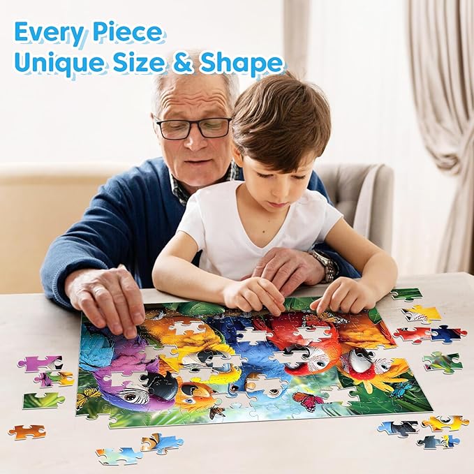 4 Packs Puzzles for Kids Ages 4-6 - Cute Animal Selfies, 100 Piece Puzzles for Kids Ages 6-8 8-10, Large Piece Puzzle for Seniors Adults, Educational Games Toys for 5 Year Old Boys and Girls