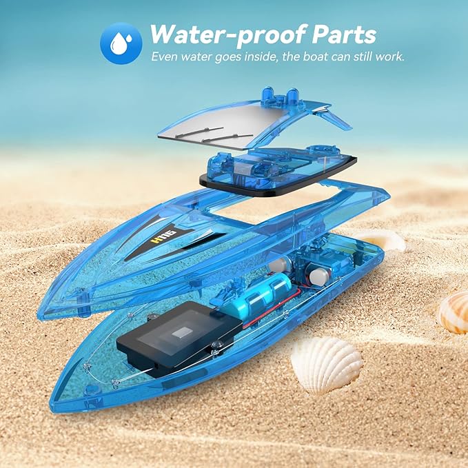 2Pack LED Light RC Boat Remote Control Pool Water Toys for Kids Ages 8-12 Adults Lakes Bathtub Toy with Whole Body Waterproof,Low Battery Alarm,2.4Ghz,Control Range 50M,Rechargeable Battery