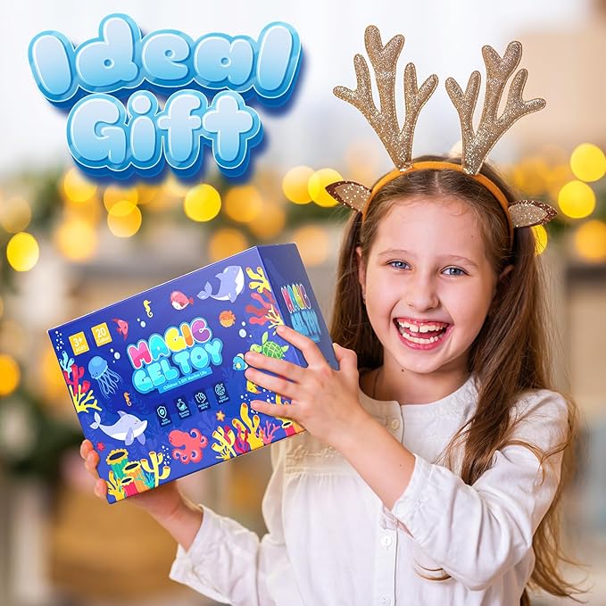 Flooyes Magic Gel Water Elf Toy Kit, Aqua Water Gel Kit for Kids, Creative Squishy Maker Toy with 20 Magic and 16 Shape Molds Pets, Birthday Gifts Crafts&Art DIY for Kids, Make Your Own Squishies