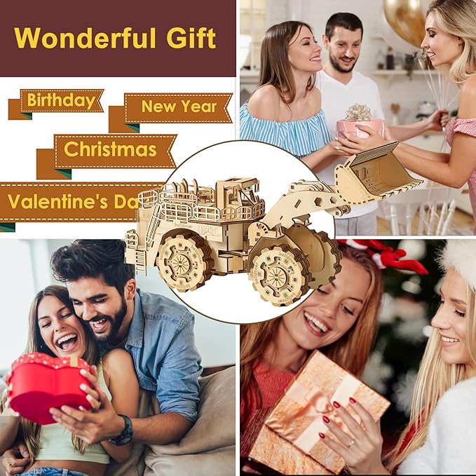 3D Wooden Puzzle for Adults, Mechanical Forklift Model, DIY Vehicle Model Building Kit Handicraft Wood Craft Hobbies Toy, Birthday for Hobbyist 14+ Family Women Men, 312 Pcs