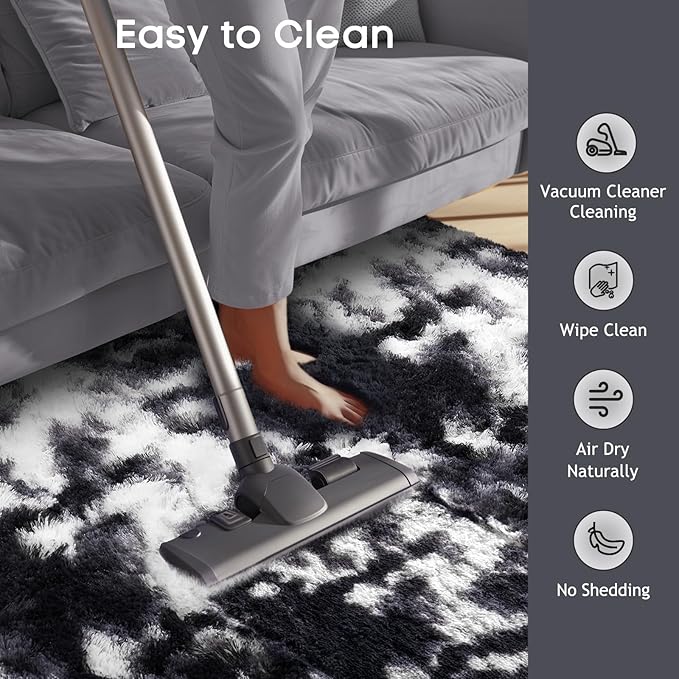 Ophanie Black and White Rugs for Living Room Bedroom, 5x8 Fluffy Fuzzy Furry Carpet, Plush Soft Shaggy Bedside Indoor Floor Area Rug for Kids Girls Boys Baby Teen Dorm Nursery Home Decor Aesthetic