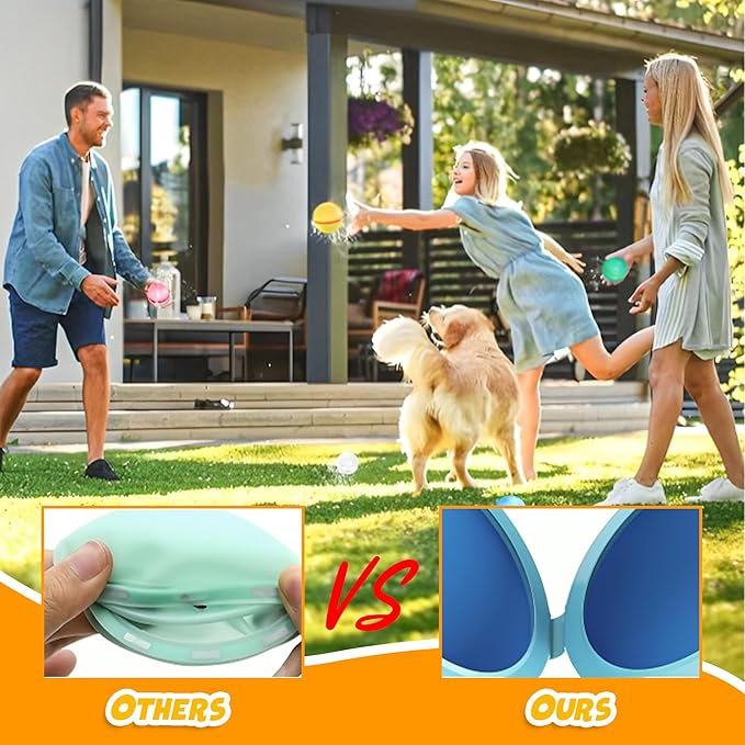 Reusable Water Balloons for Kids – 16 Pack | Quick-Fill, Refillable Water Balloons for Endless Summer Fun | Soft, Durable Magnetic Water Balloons for Outdoor Activities & Backyard Water Fights