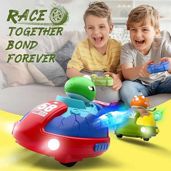 iPlay, iLearn Kids Dinosaur Remote Control Car Toys Set, Dino RC Race Vehicles Playset, Electronic Bump Pop Game, Cool Indoor Outdoor Birthday Gift 3 4 5 6 7 8-12 Years Old Toddlers Boys Children Teen
