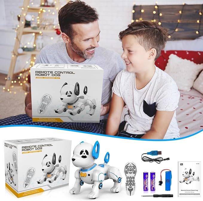 Remote Control Robot Dog Toy, RC Programmable Smart Interactive Robotic Pet, RC Stunt Robot Toy Imitates Animals Music Dancing Handstand Push-up Follow Functions for Boys & Girls